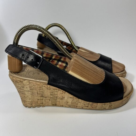 CROCS A Leigh Cork Black Wedge Women’s Size 10 - Picture 2 of 10